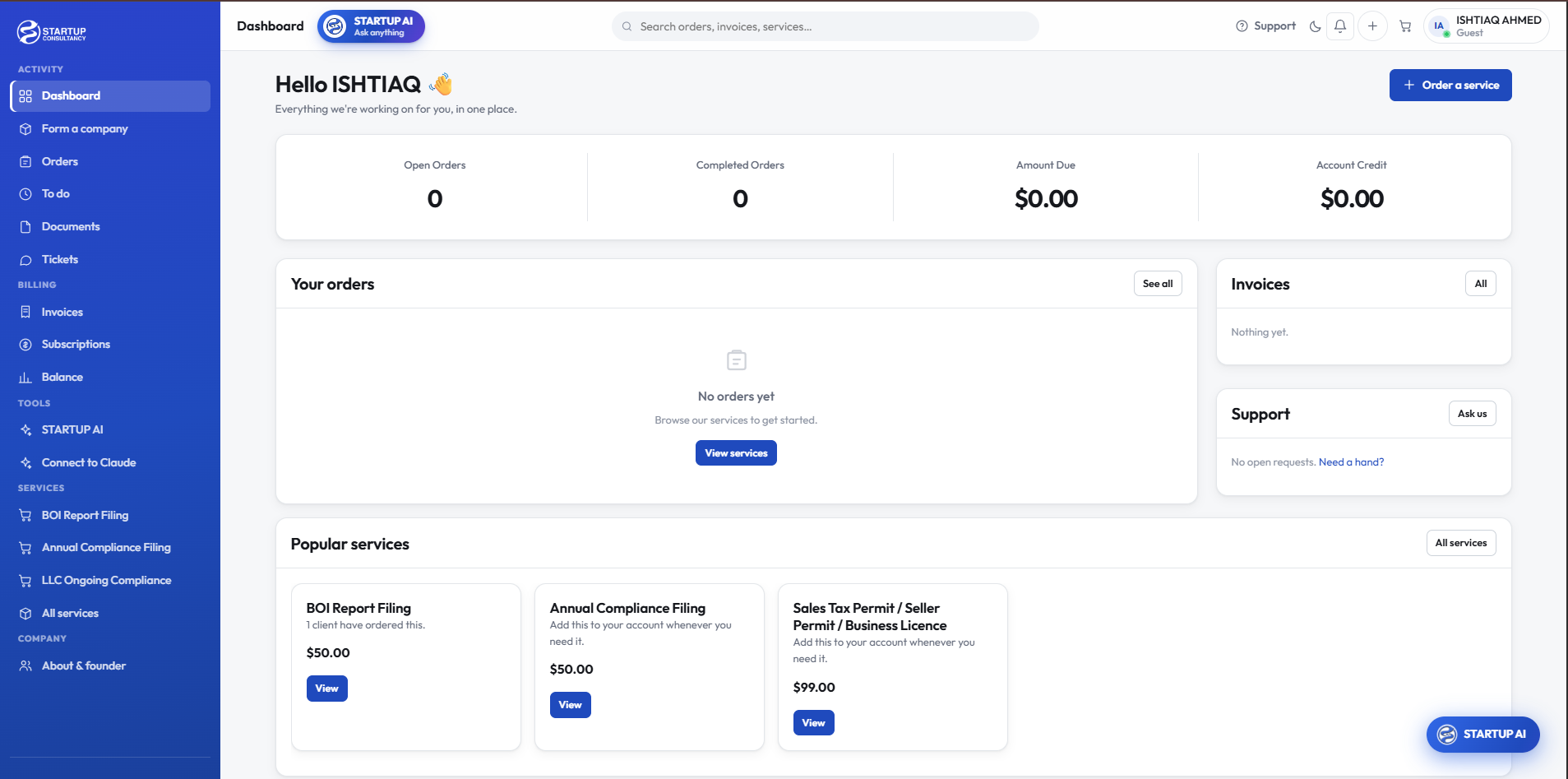 Portal dashboard